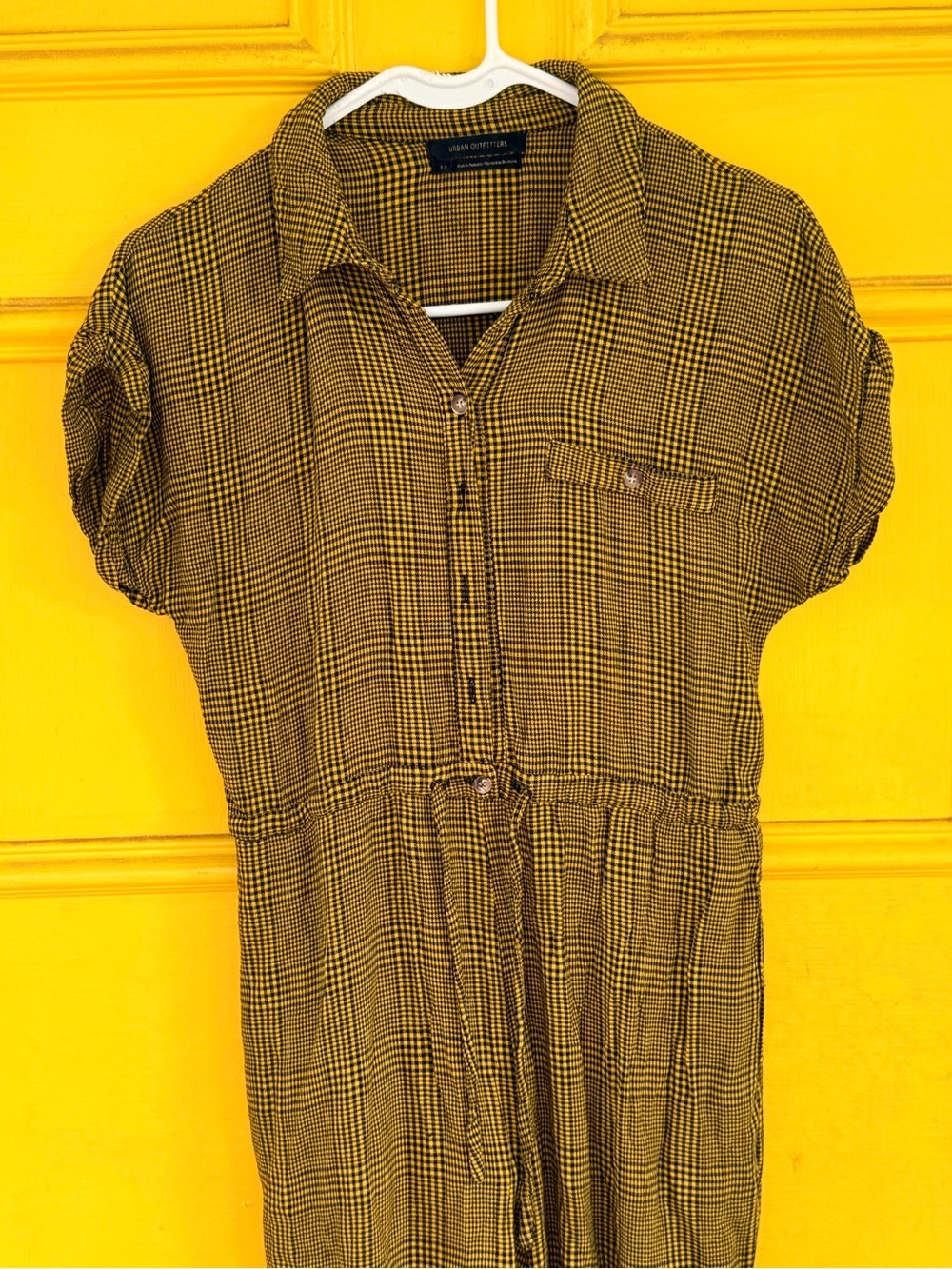 Urban Outfitters Mustard Plaid Romper